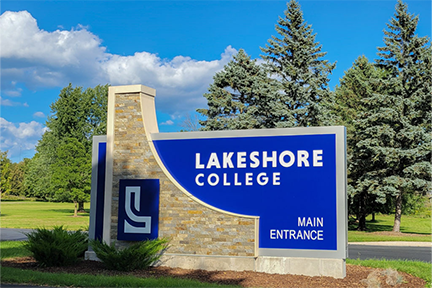 Lakeshore College entrance sign.