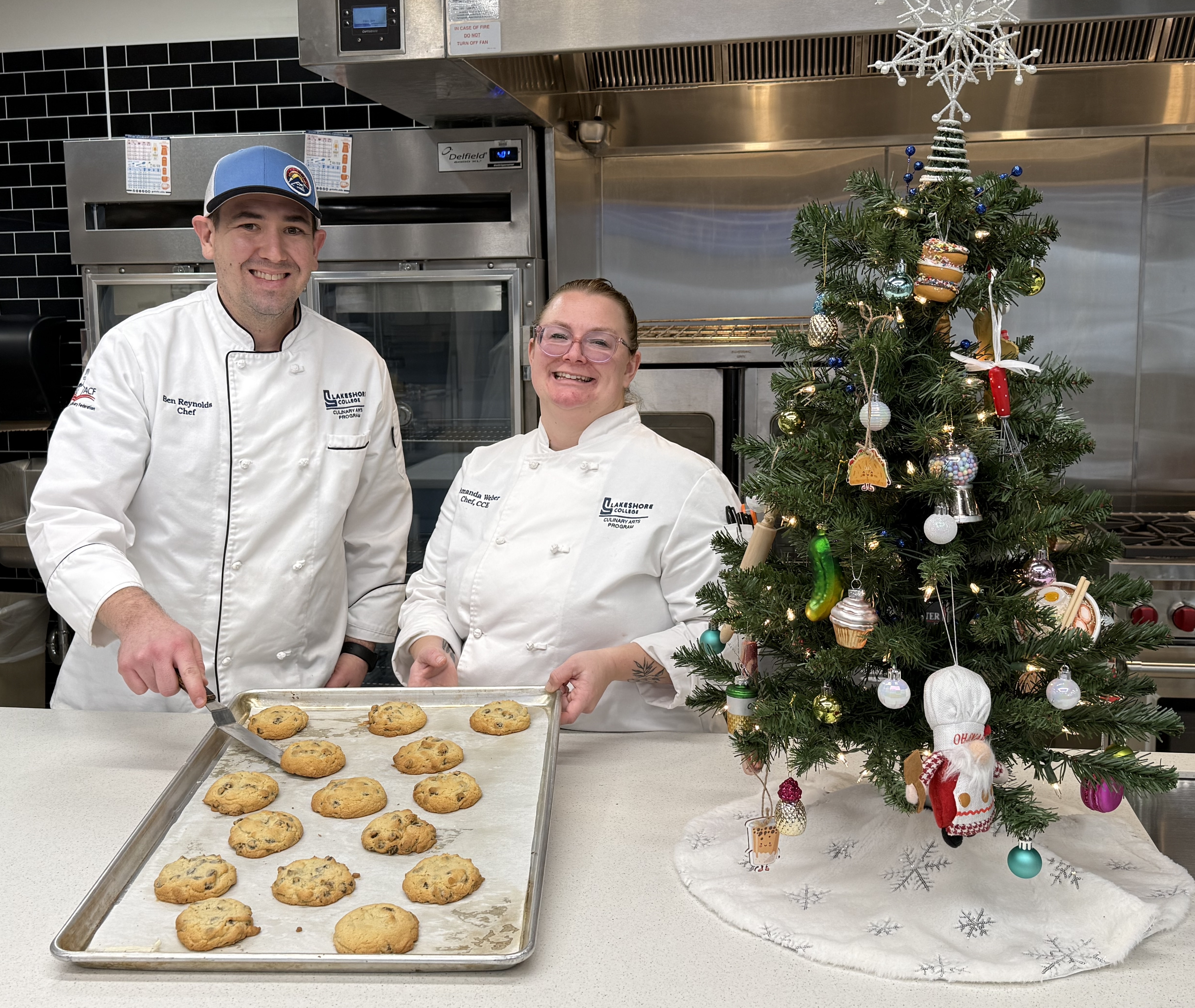 Chef Ben Reynolds, right, and Chef Amanda Weber, Lakeshore College baking and culinary instructors.
