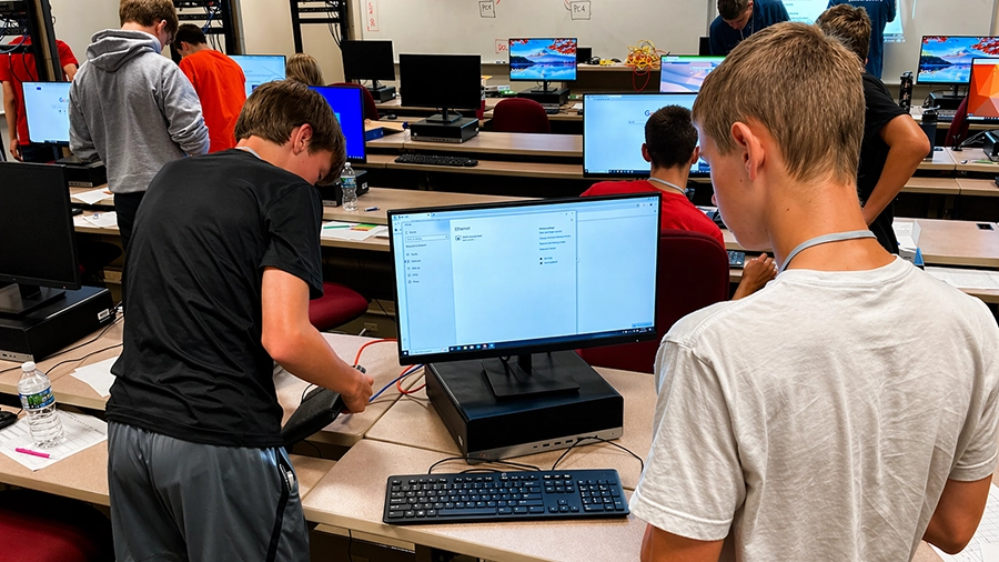 IT campers doing an excercise