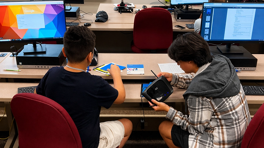 IT campers doing an excercise