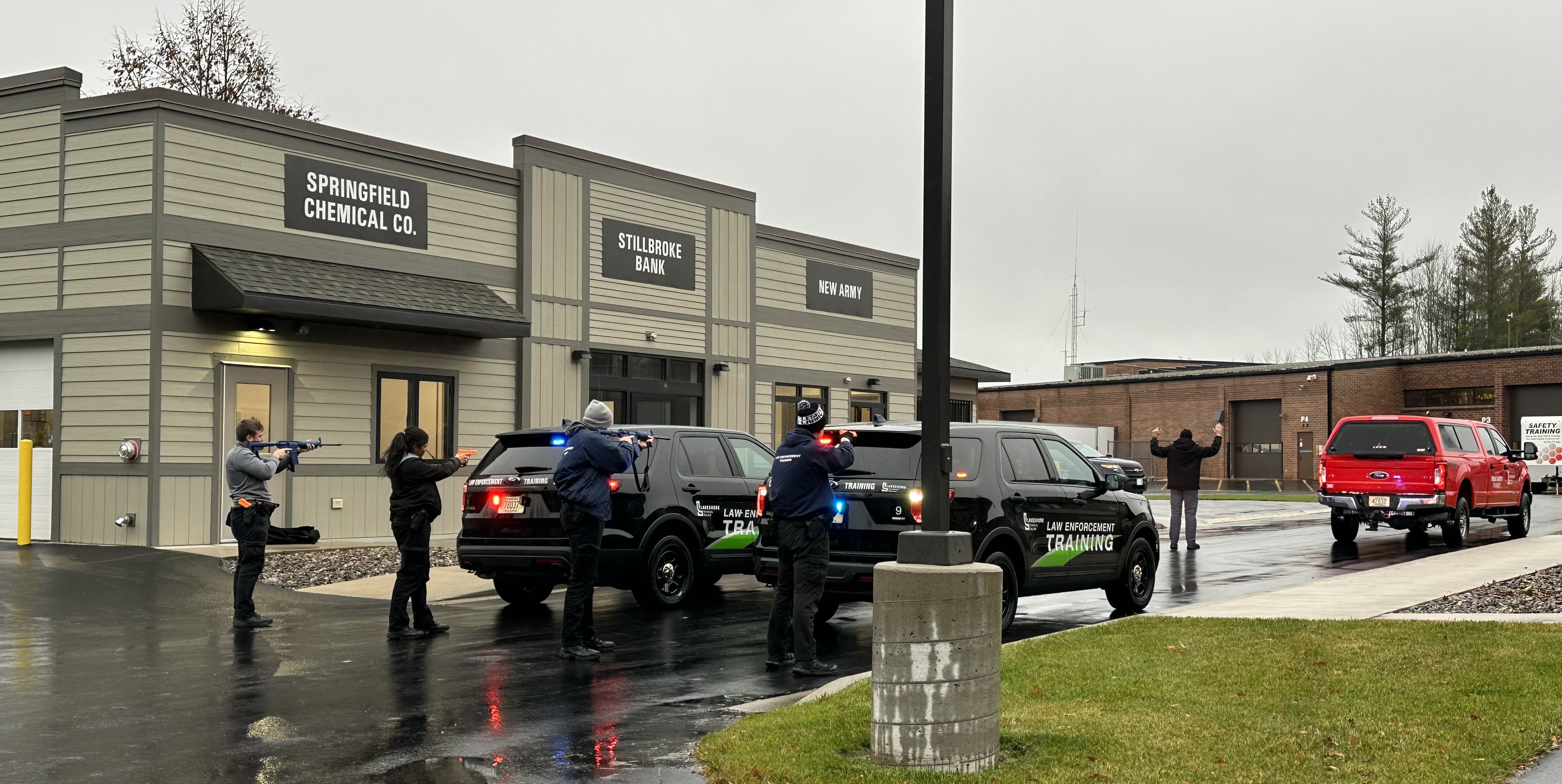 Students undergo hands-on, highly supervised tactical training exercises in Scenario City, located on Lakeshore's Cleveland campus.