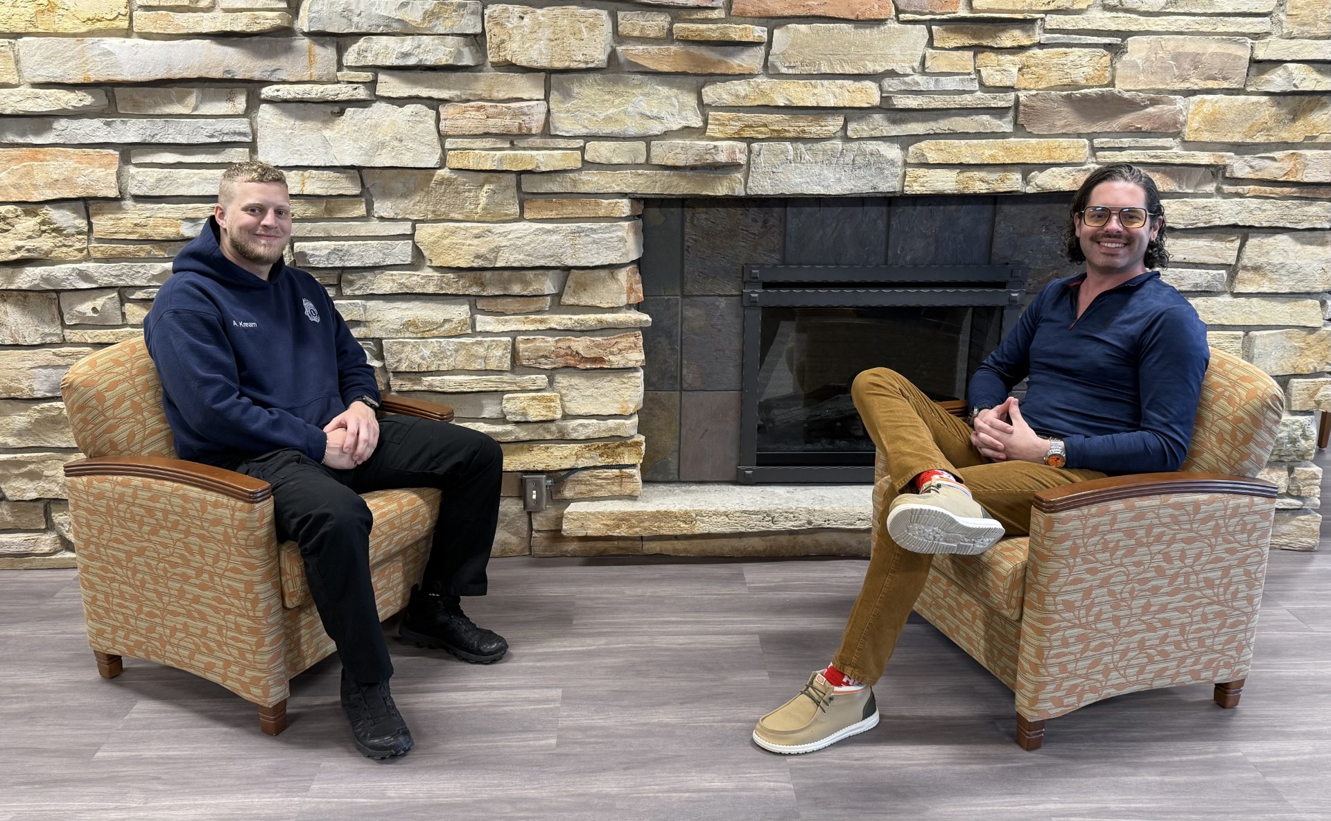 Criminal Justice Student and Army veteran Aaron Kream catches up with Cullen Chakeen, Lakeshore College’s Financial Aid Specialist/Veterans Affairs, who served in the Marine Corps. 