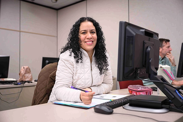 A student working on class assignment