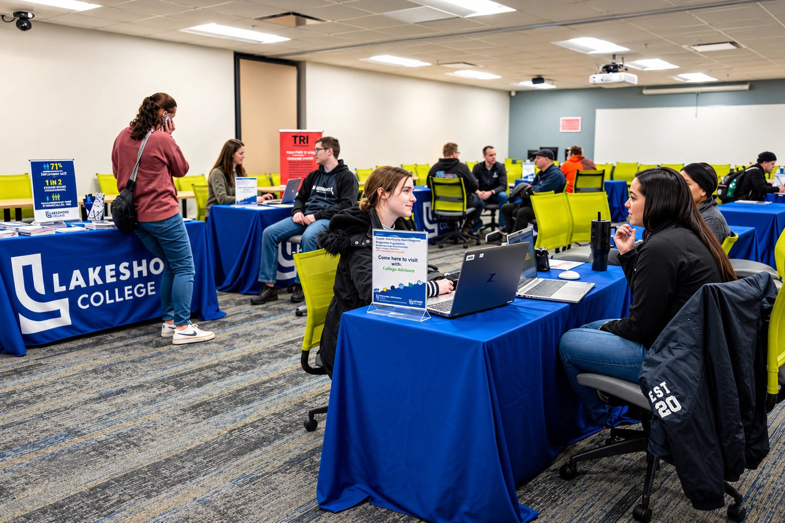 Students exploring programs at Lakeshore College